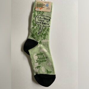 Blue Q Green and Black Botanical Casual Socks